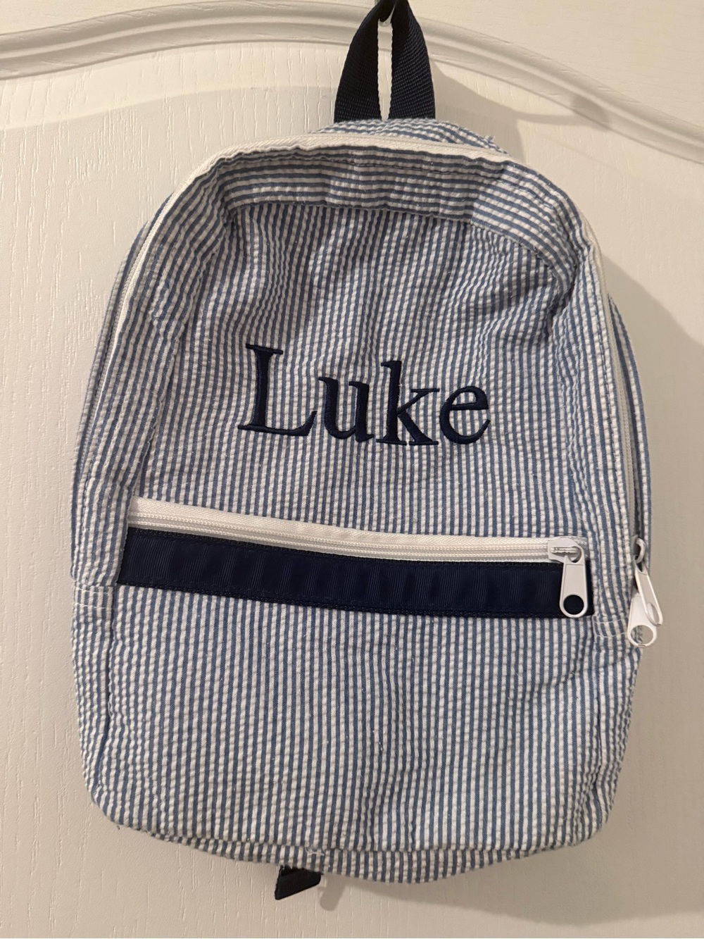 Seersucker toddler backpack